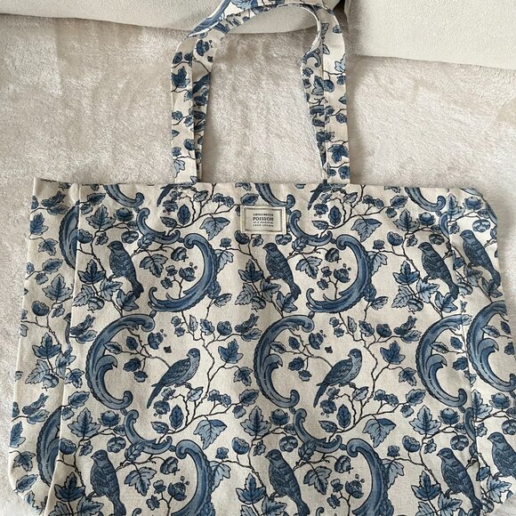 Sézane x Antoinette Poisson Collab Blue Floral Bird Tote Limited Edition NEW - Picture 2 of 2